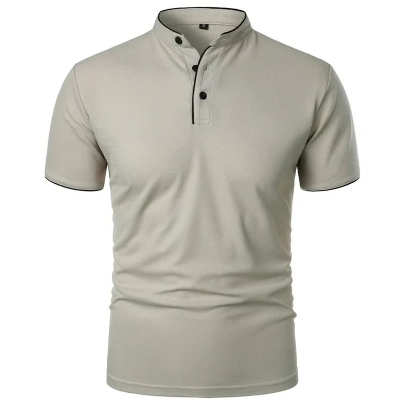 Polo pour homme — col montant et manches courtes — style professionnel