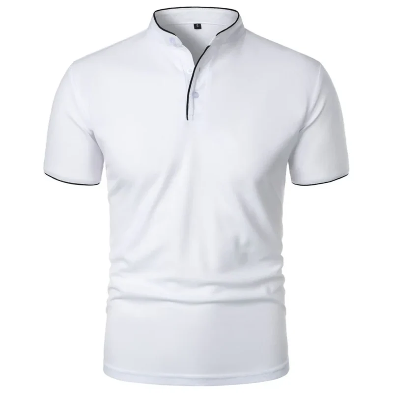 Polo pour homme — col montant et manches courtes — style professionnel