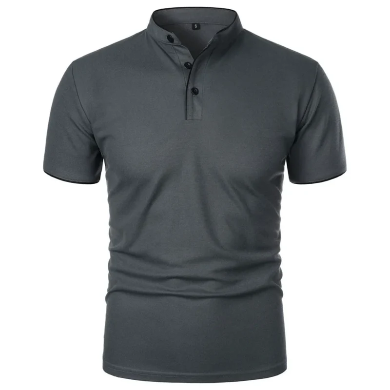 Polo pour homme — col montant et manches courtes — style professionnel