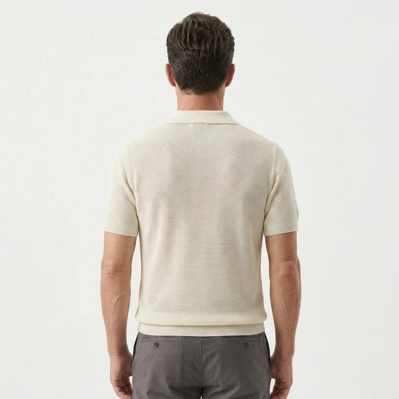 Polo en maille pour homme — coton et cachemire — coupe ajustée