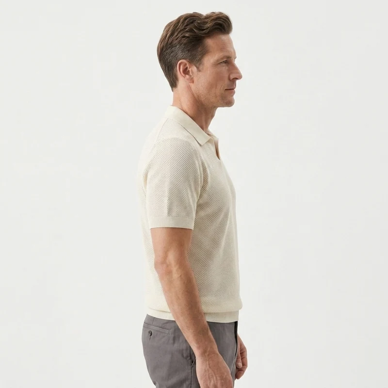 Polo en maille pour homme — coton et cachemire — coupe ajustée