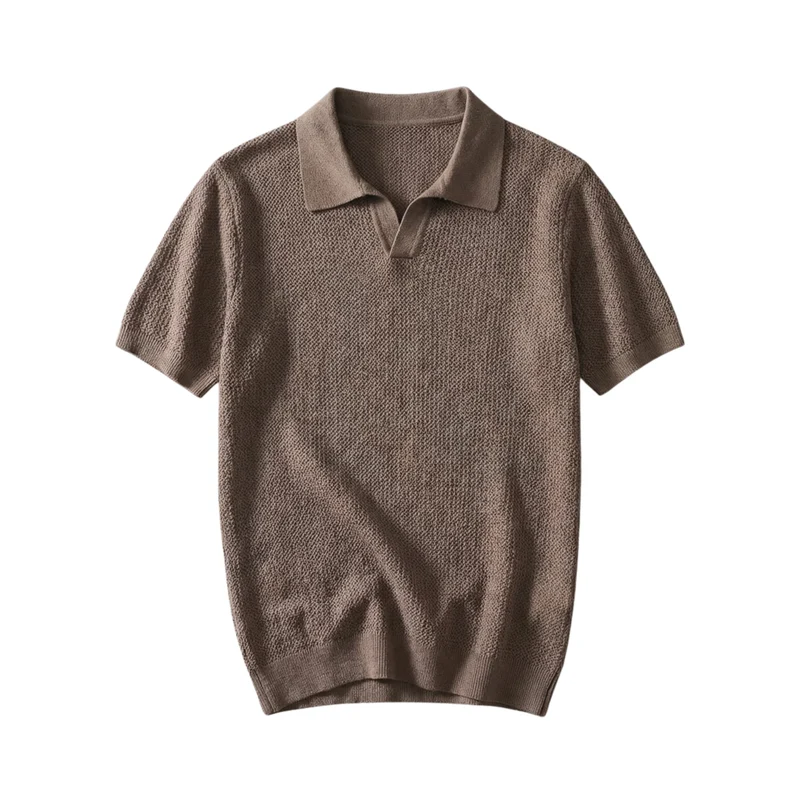 Polo en maille pour homme — coton et cachemire — coupe ajustée