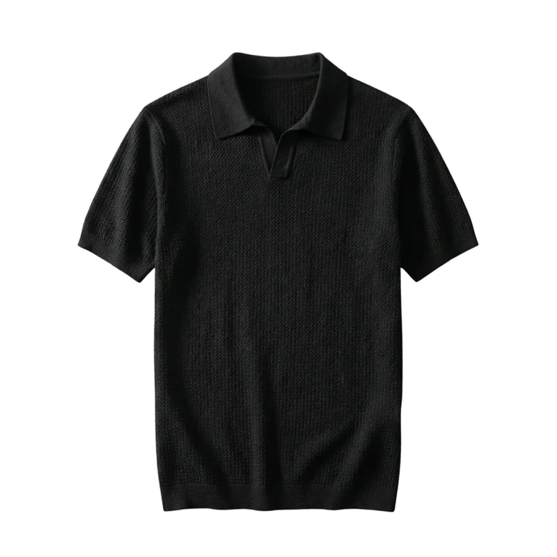 Polo en maille pour homme — coton et cachemire — coupe ajustée