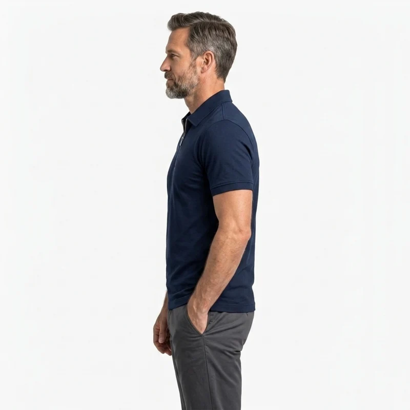 Polo homme avec col zippé et manches courtes — détente