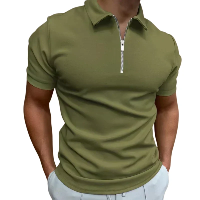 Polo homme avec col zippé et manches courtes — détente