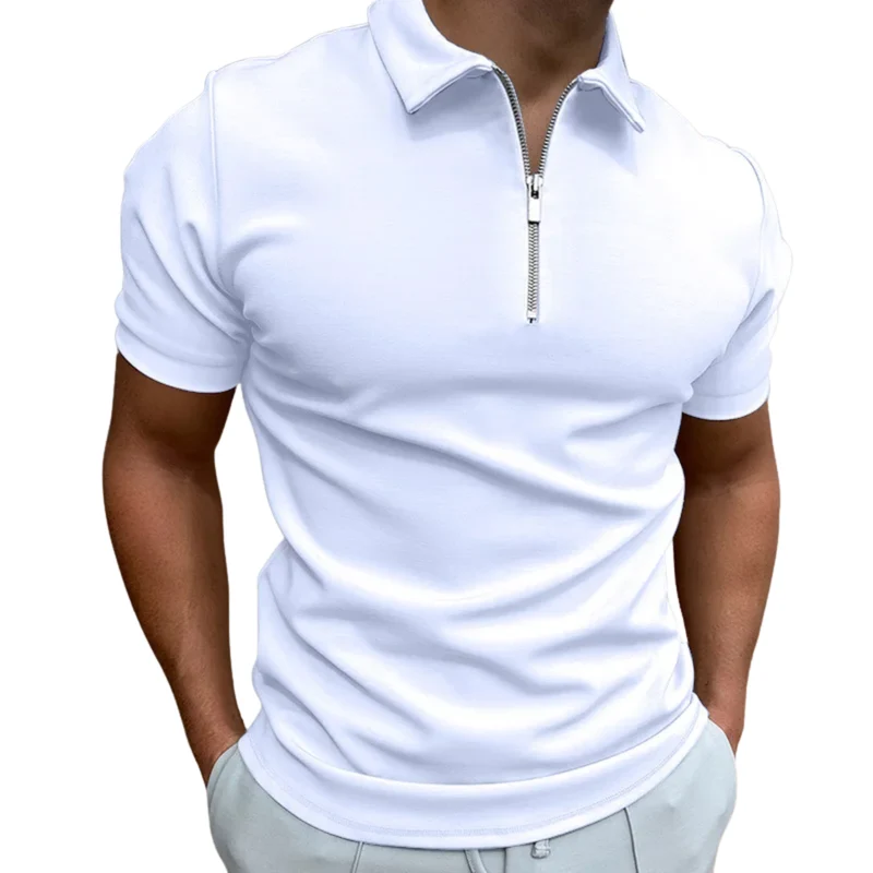 Polo homme avec col zippé et manches courtes — détente