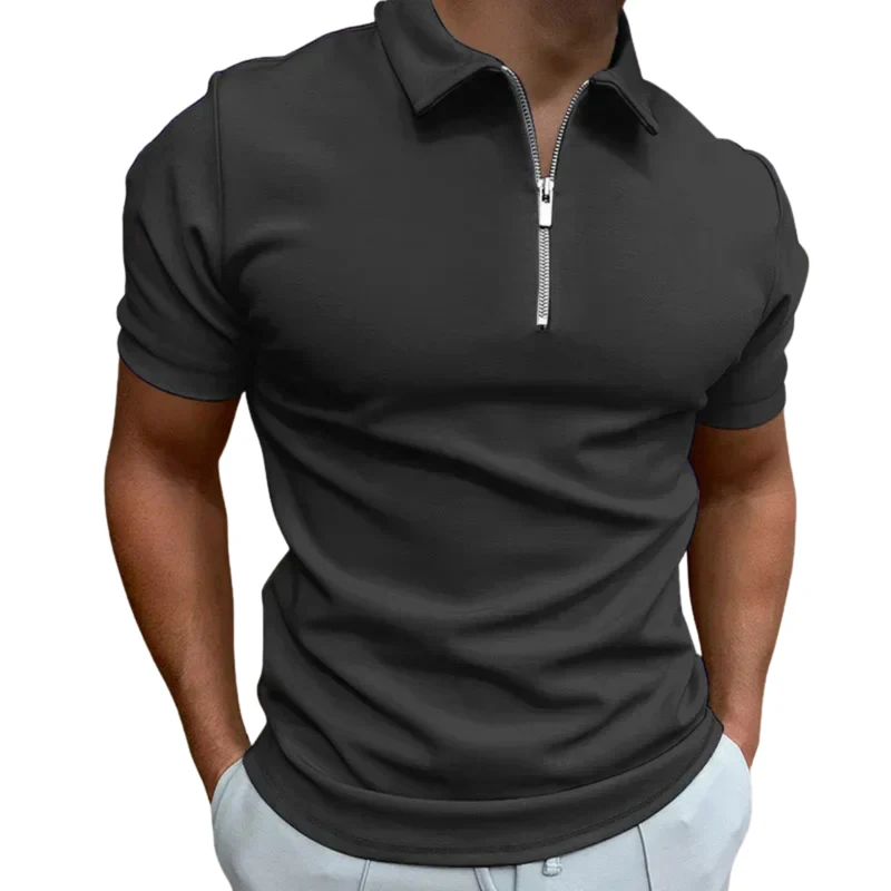Polo homme avec col zippé et manches courtes — détente
