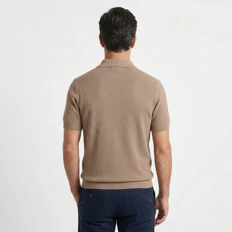Polo homme en maille de coton coupe ajustée — détente