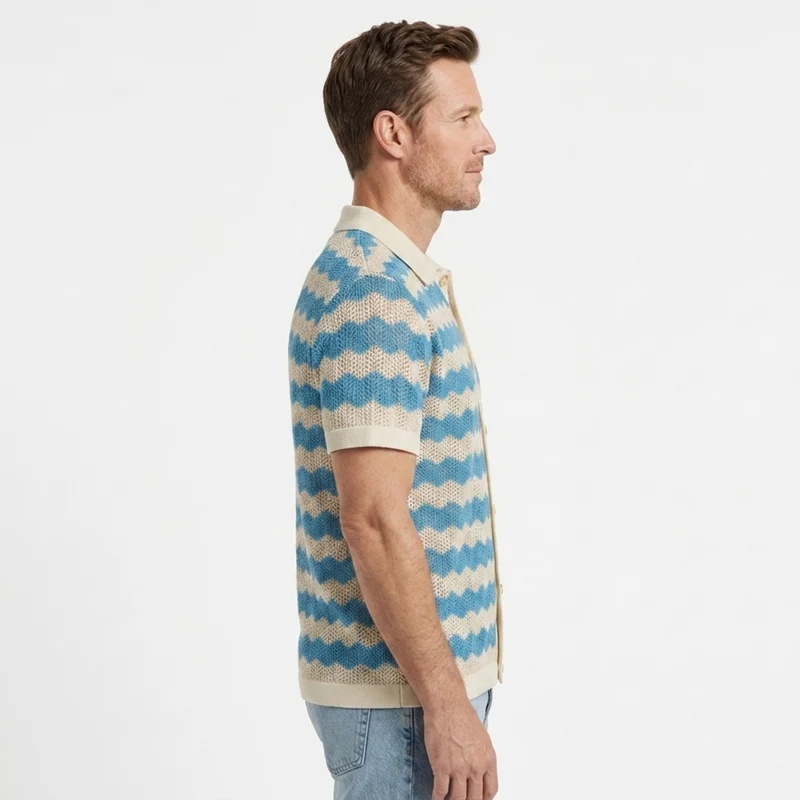 Polo homme en maille jacquard boutonné — vacances