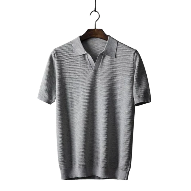 Polo homme en maille piquée texturée à manches courtes — détente