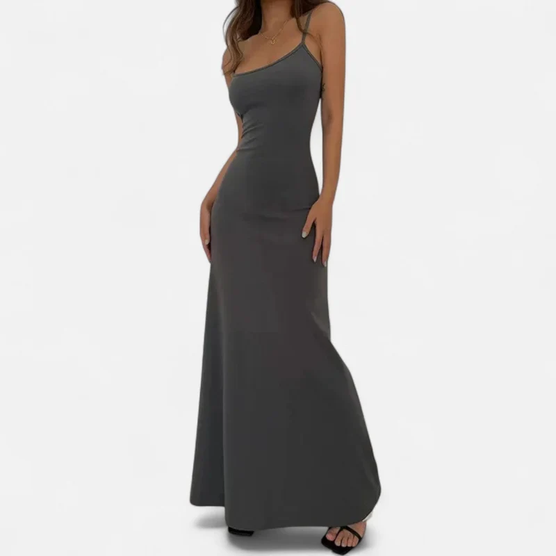 Ancienne Monde | Robe Longue Gainante Grise pour Femme – Élégance Sculptante pour l’Été