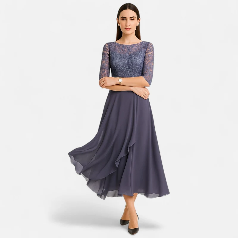 Ancienne Monde | Robe Élégante d’Été Longueur Thé pour Femme – Grâce Intemporelle du Jour au Soir