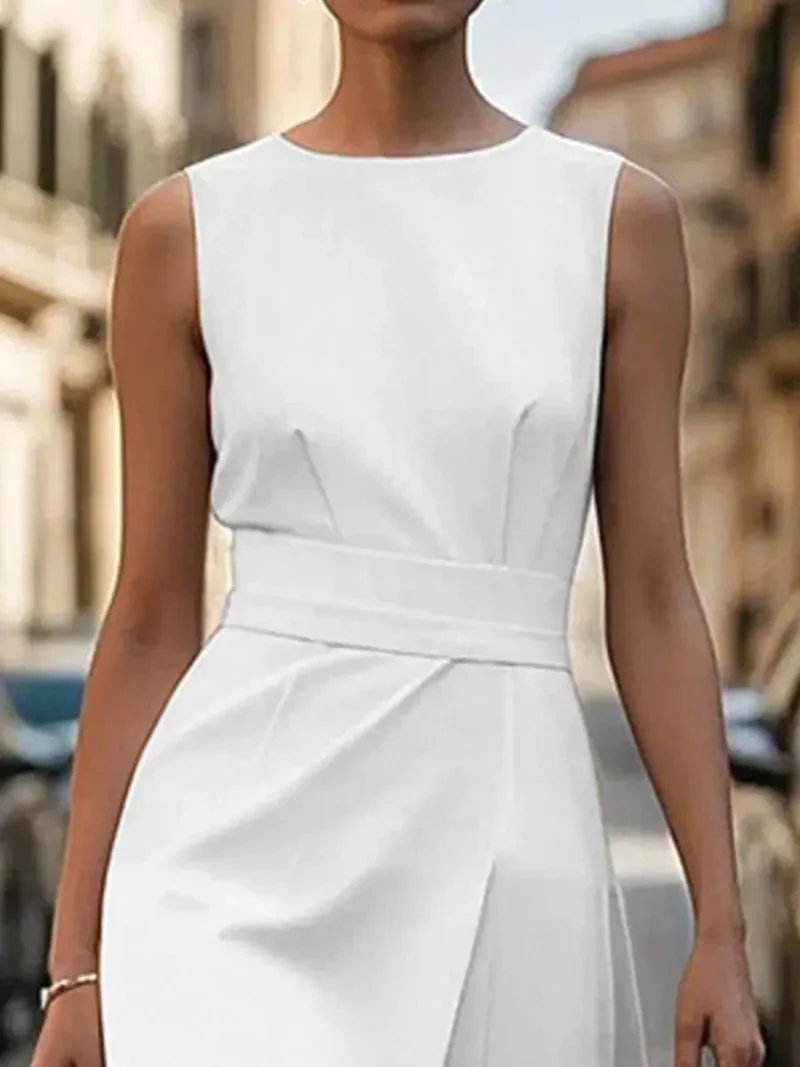 Robe Midi Élégante Sans Manches pour Femmes