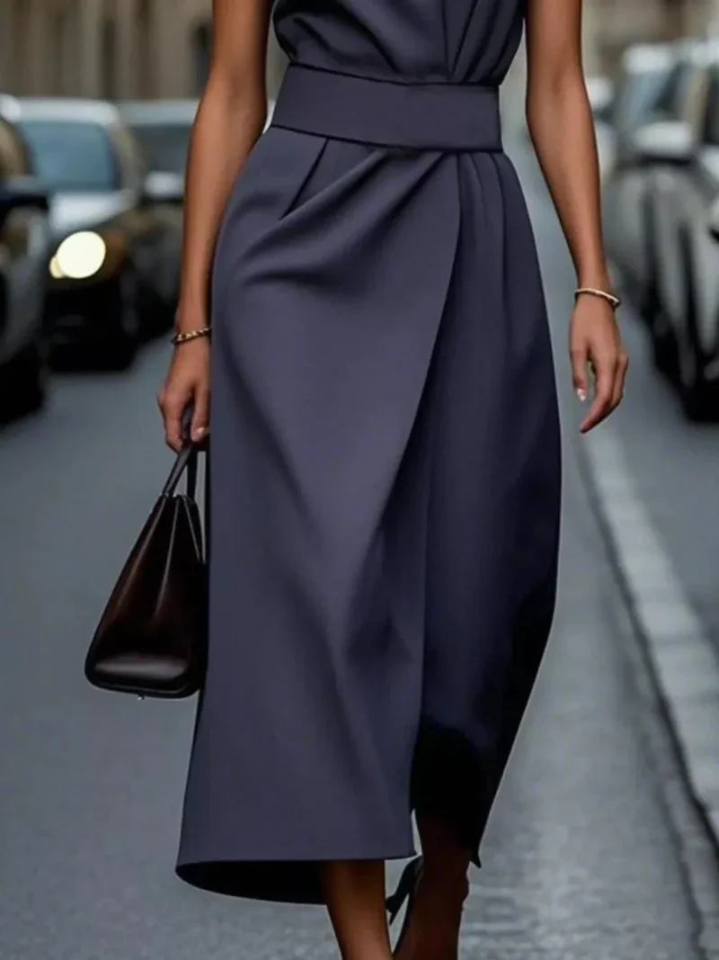 Robe Midi Élégante Sans Manches pour Femmes