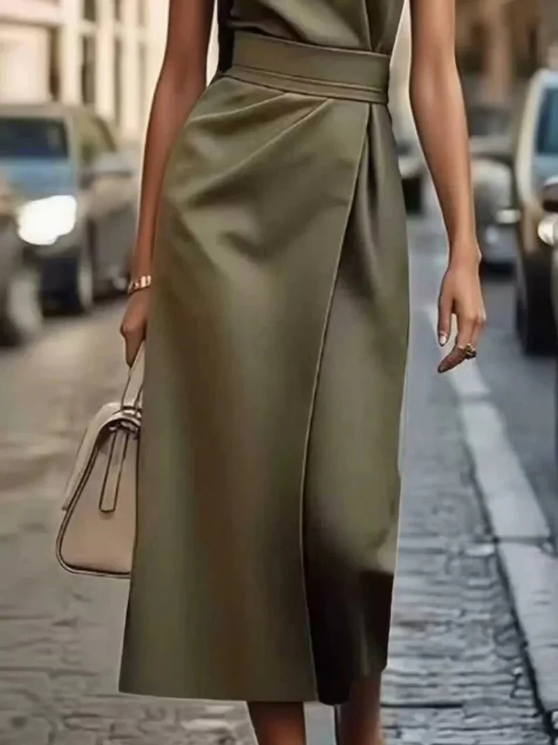 Robe Midi Élégante Sans Manches pour Femmes