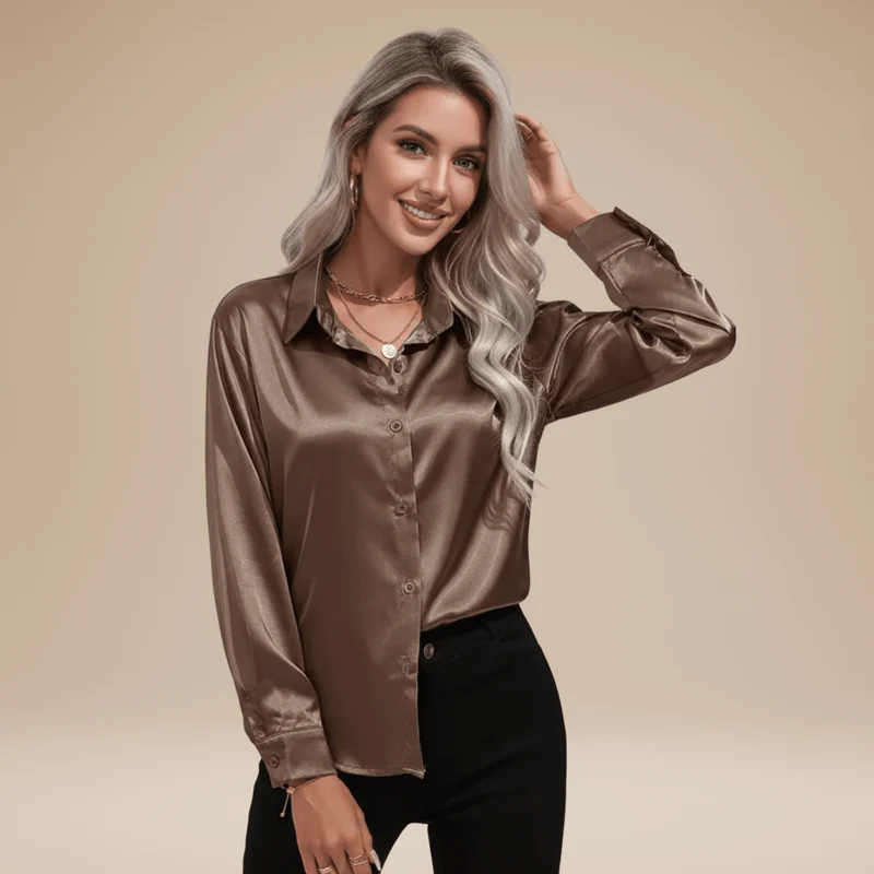 Chemisier élégant pour Femme en tissu satiné