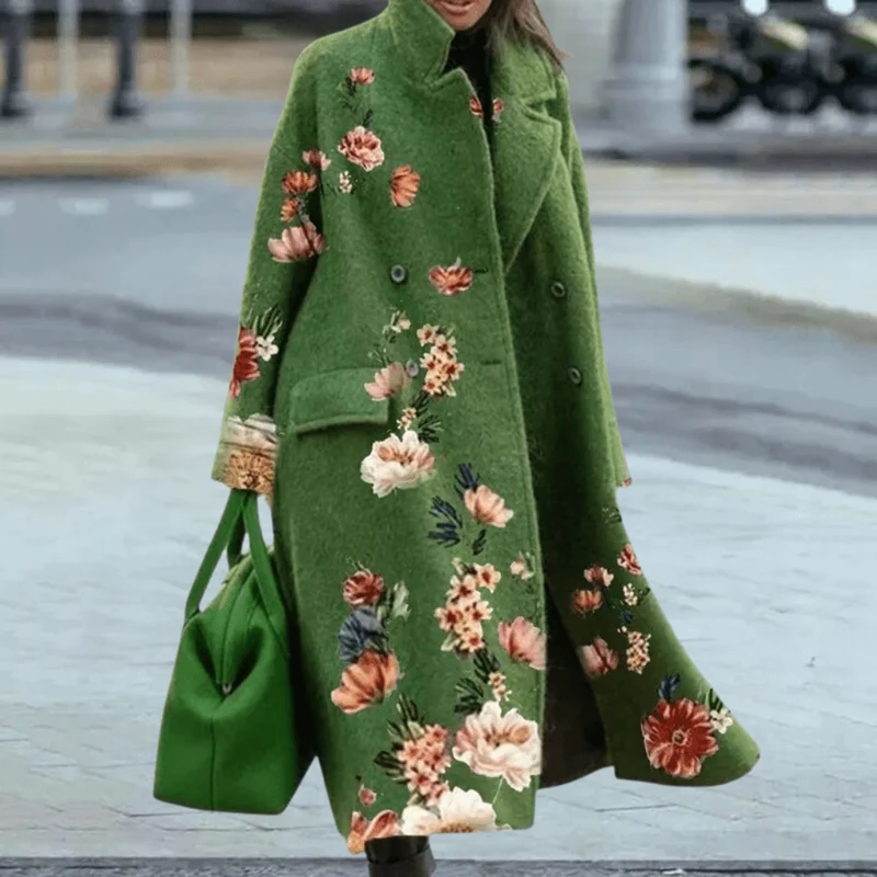 Manteau Imprimé Fleuri à Manches Longues pour Femmes