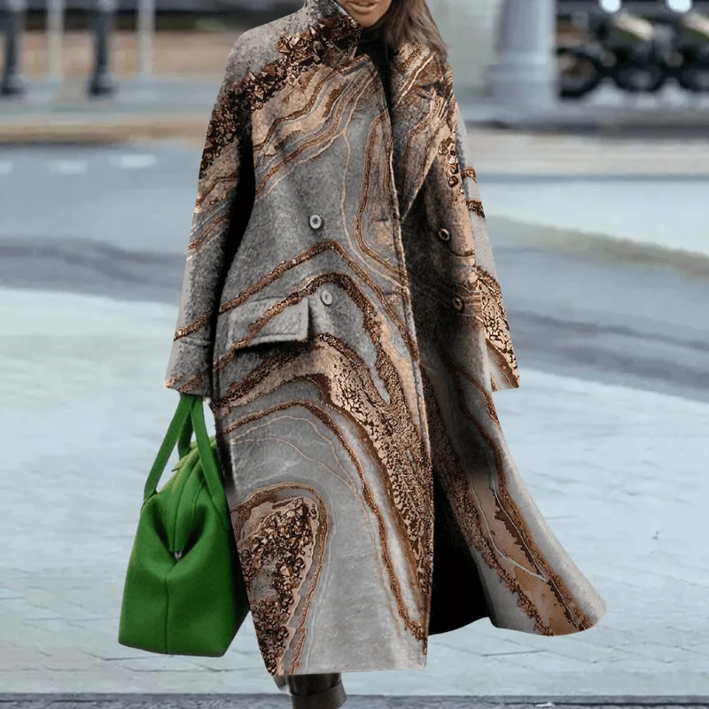 Manteau Imprimé Fleuri à Manches Longues pour Femmes