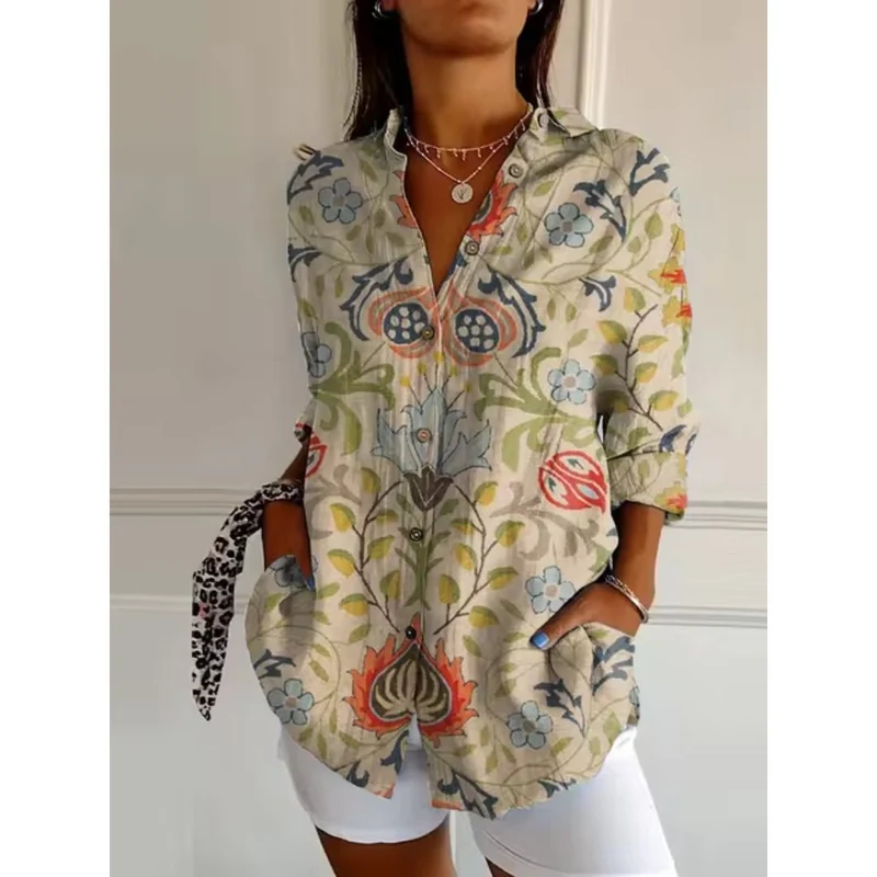 Chemise Longue à Imprimé Floral pour Femmes