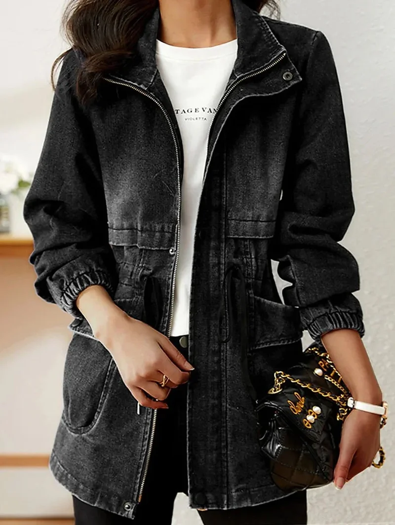 Veste en denim soulignant la taille pour femmes