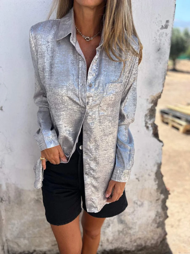 Chemise en daim décontractée à col tailleur pour femmes