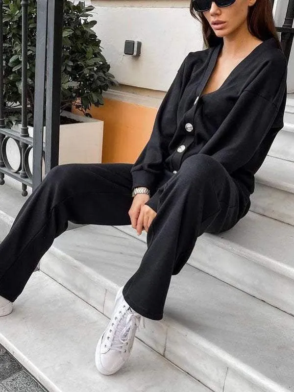 Ensemble Pantalon et Cardigan en Laine pour Femmes