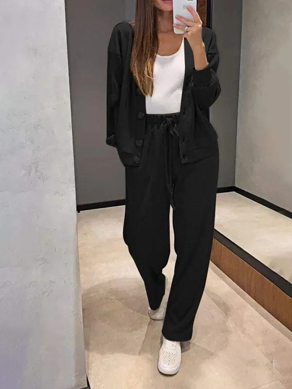 Ensemble Pantalon et Cardigan en Laine pour Femmes