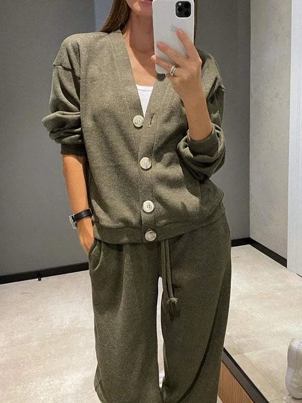 Ensemble Pantalon et Cardigan en Laine pour Femmes