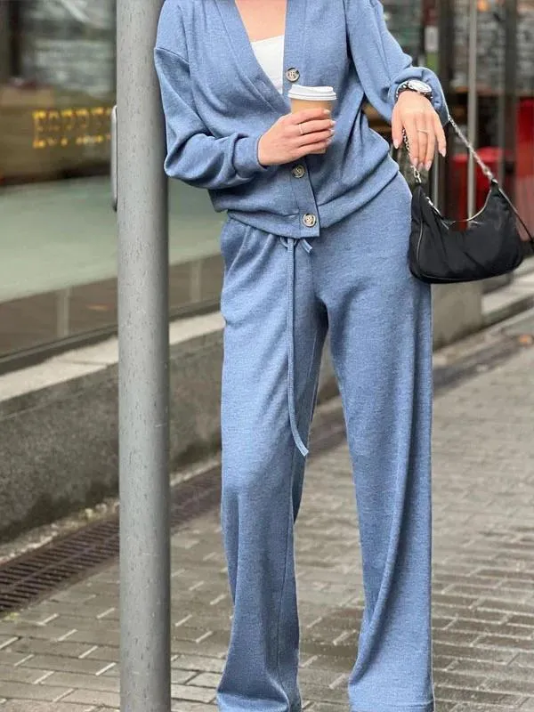 Ensemble Pantalon et Cardigan en Laine pour Femmes