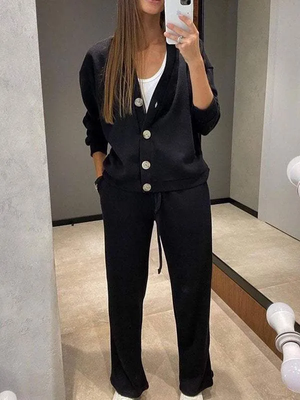 Ensemble Pantalon et Cardigan en Laine pour Femmes
