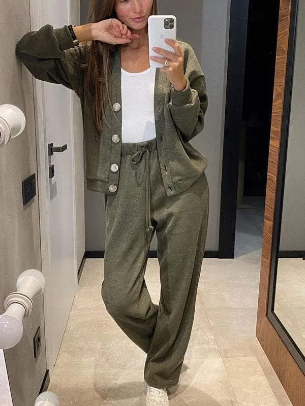 Ensemble Pantalon et Cardigan en Laine pour Femmes
