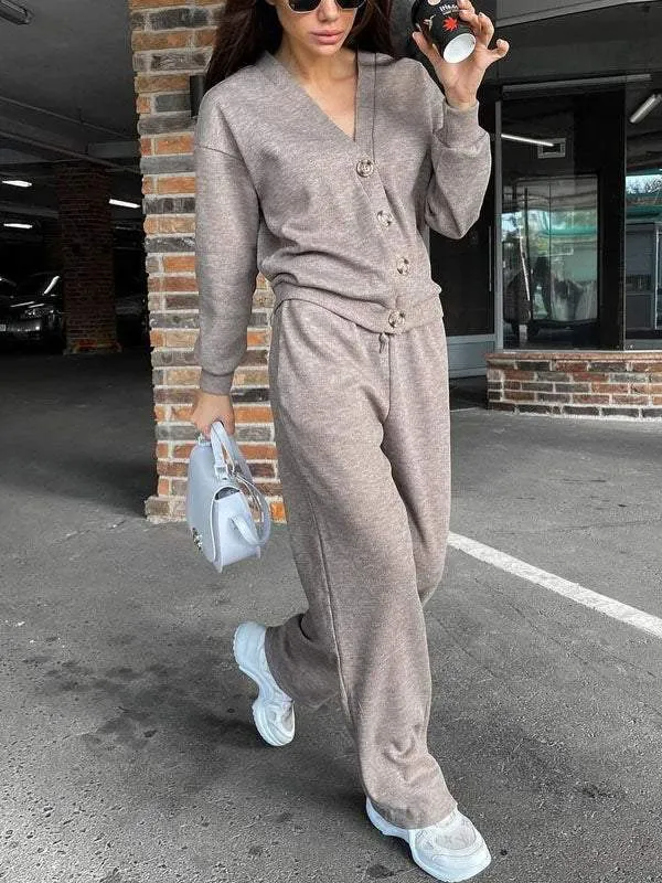 Ensemble Pantalon et Cardigan en Laine pour Femmes