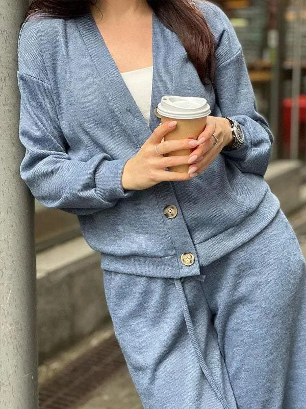 Ensemble Pantalon et Cardigan en Laine pour Femmes