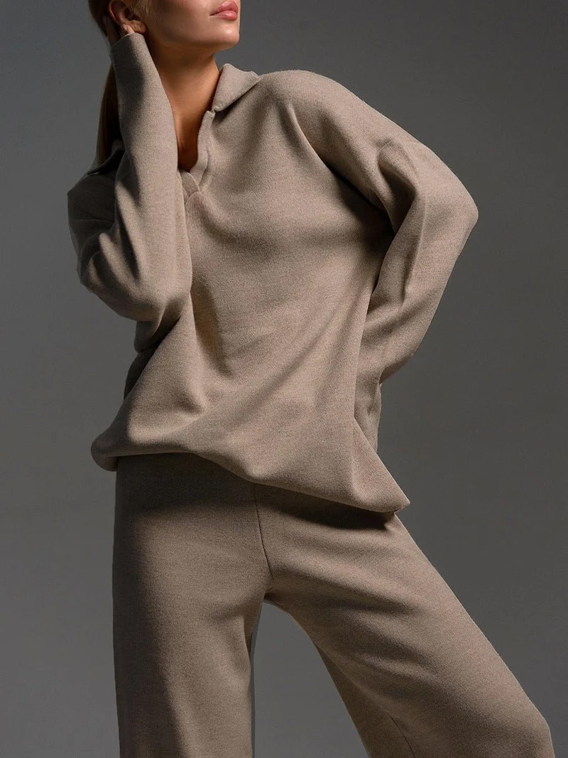 Ensemble Pantalon à Col Polo pour Femmes