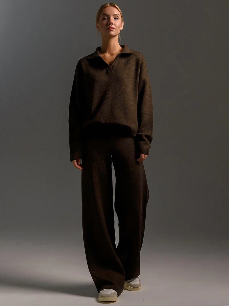 Ensemble Pantalon à Col Polo pour Femmes