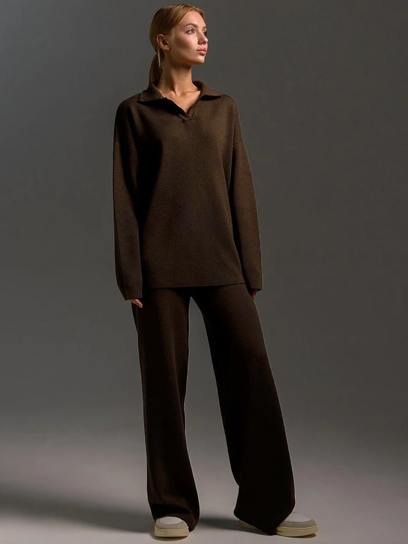 Ensemble Pantalon à Col Polo pour Femmes