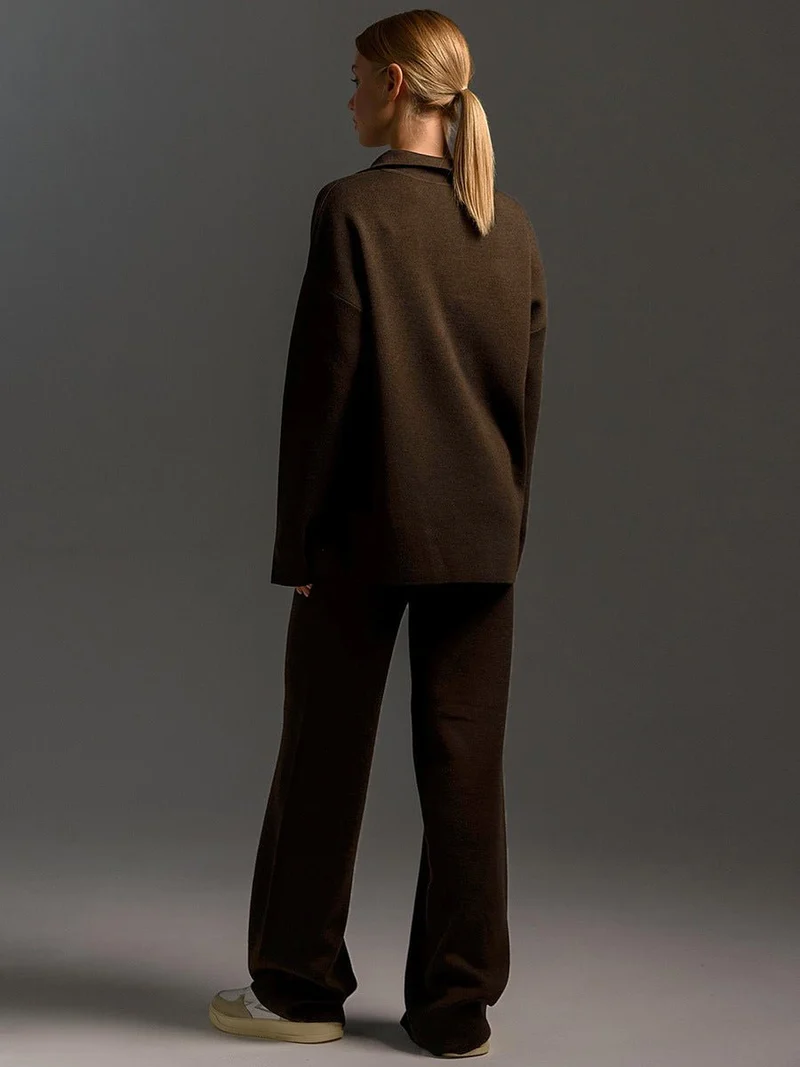 Ensemble Pantalon à Col Polo pour Femmes