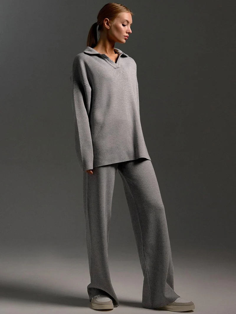 Ensemble Pantalon à Col Polo pour Femmes