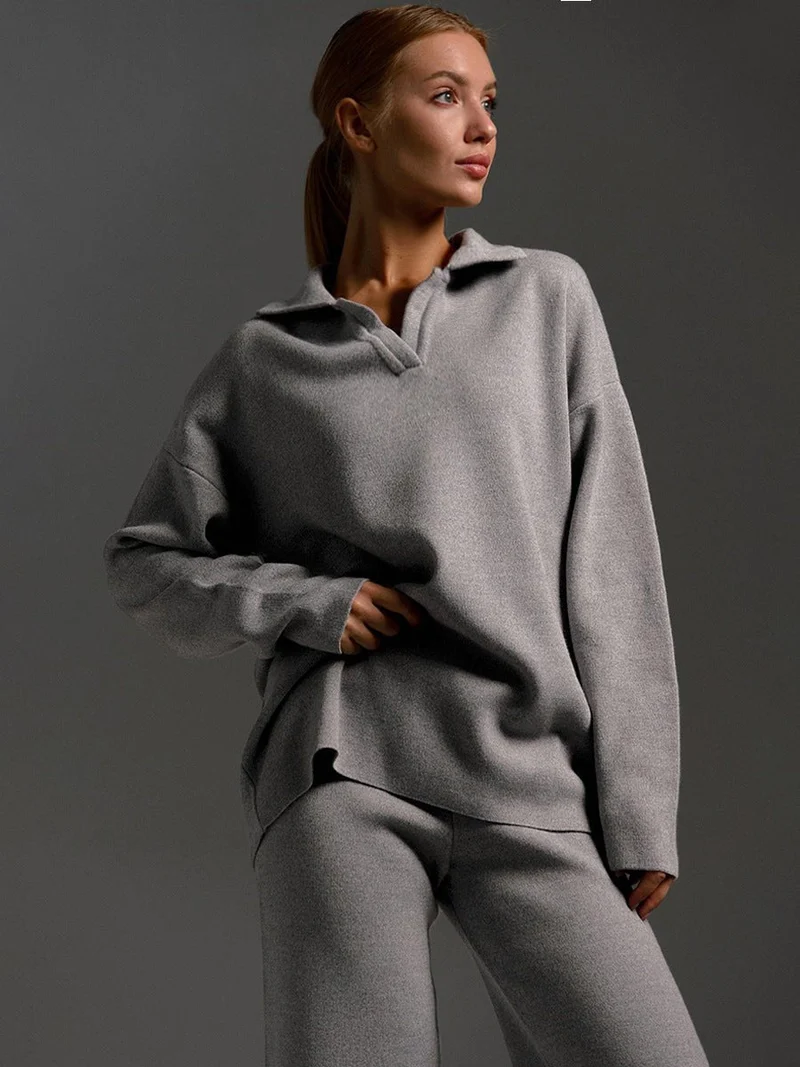 Ensemble Pantalon à Col Polo pour Femmes