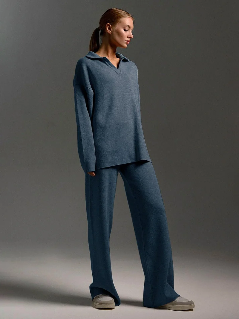 Ensemble Pantalon à Col Polo pour Femmes