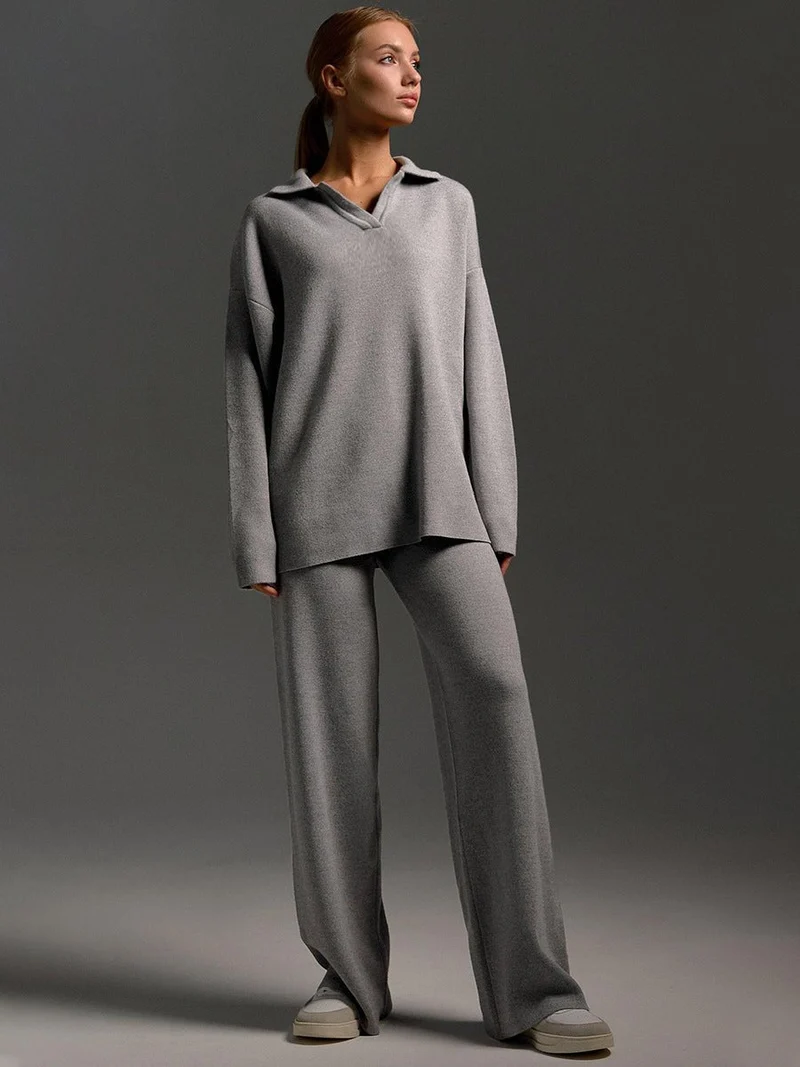 Ensemble Pantalon à Col Polo pour Femmes