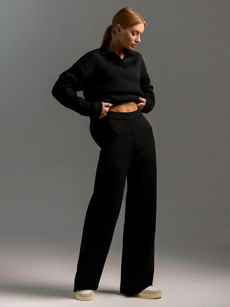 Ensemble Pantalon à Col Polo pour Femmes