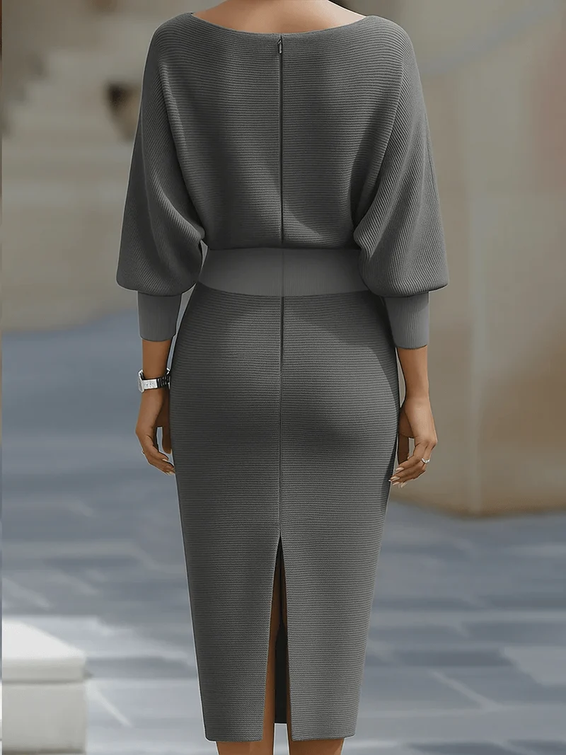 Robe midi à manches chauve-souris pour femmes