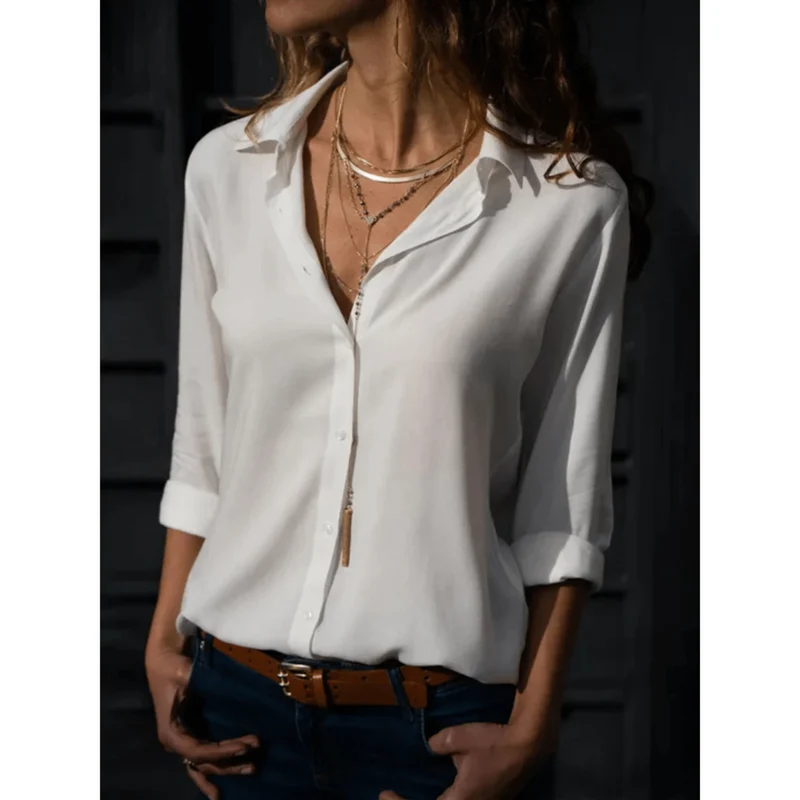 Chemise en coton à manches longues pour Femme