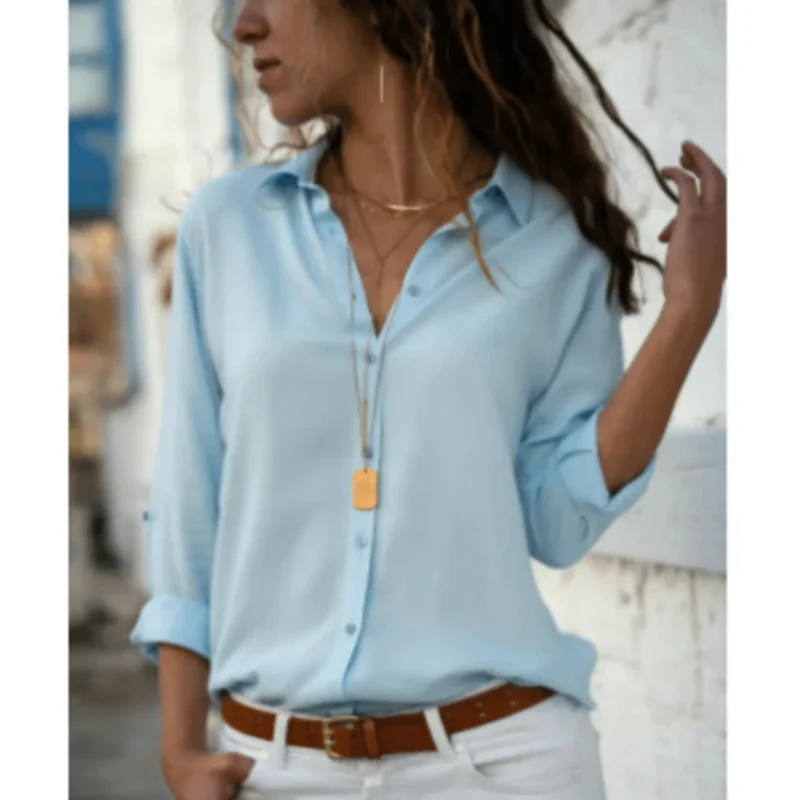 Chemise en coton à manches longues pour Femme