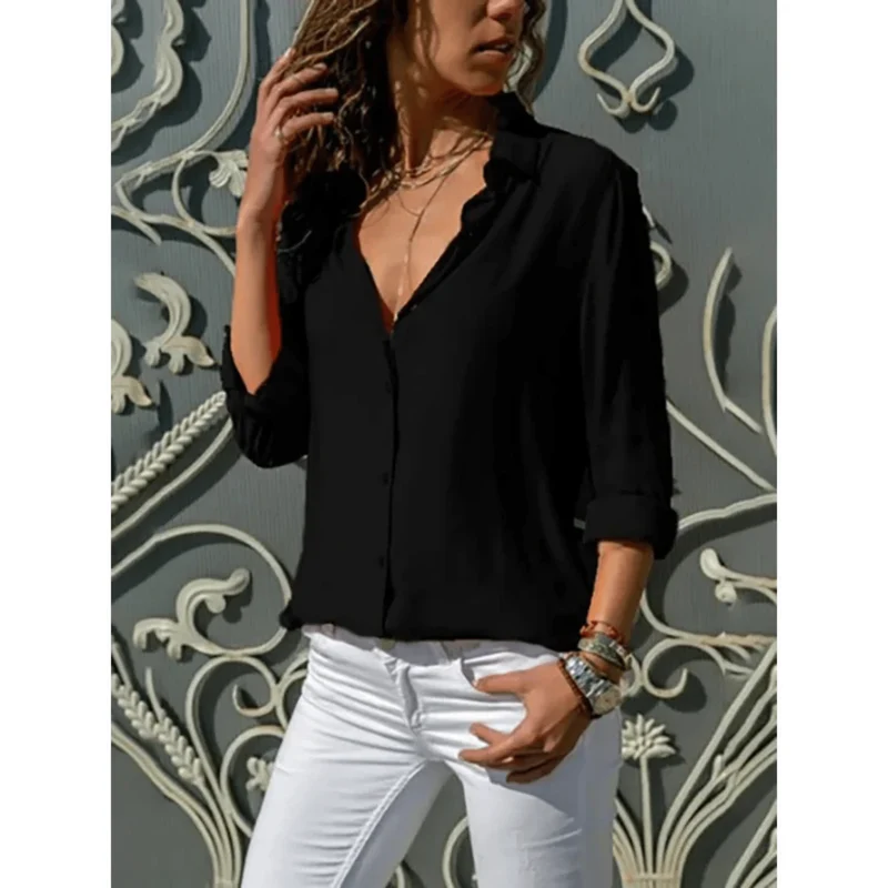 Chemise en coton à manches longues pour Femme