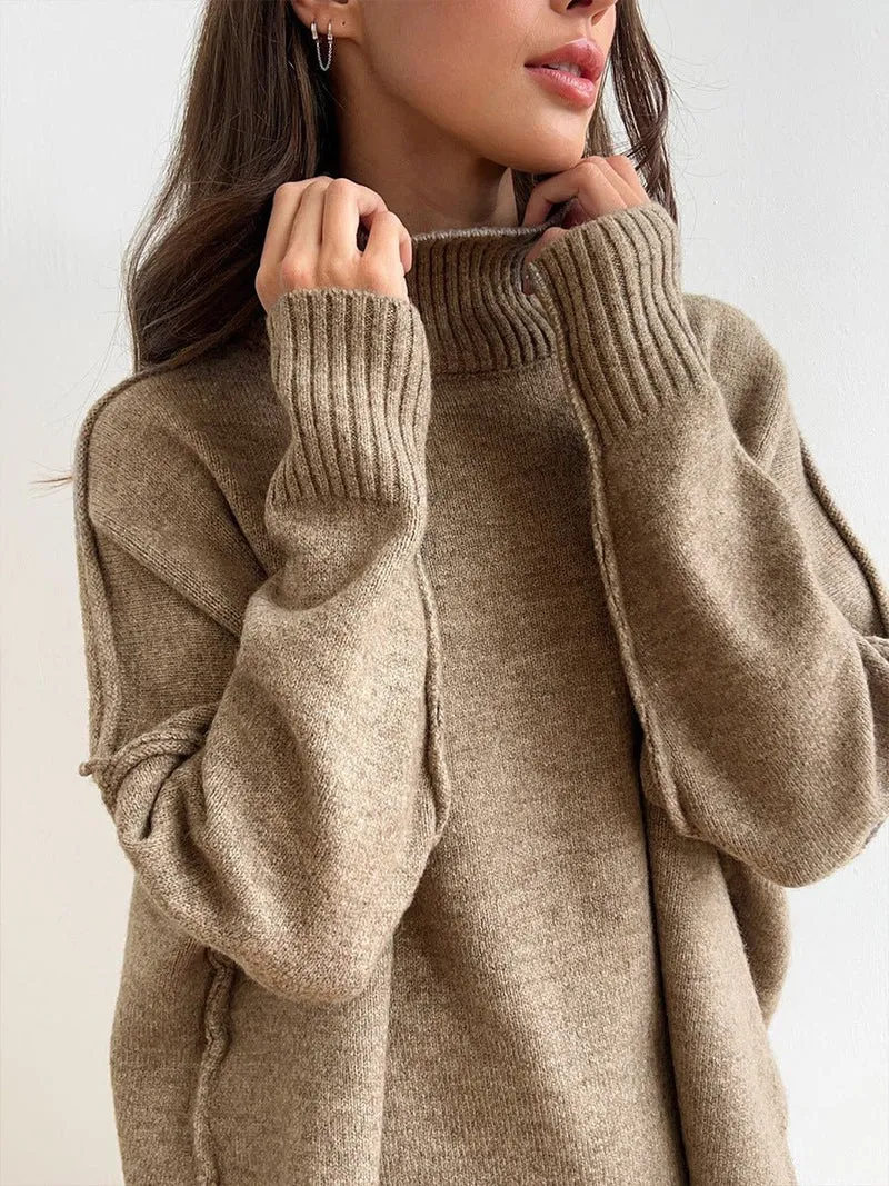 Ensemble pull à col roulé avec pantalon pour femme