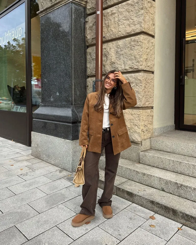 Blazer Femme coupe droite avec revers crantés