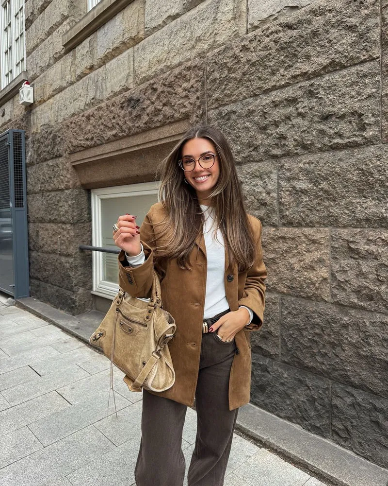 Blazer Femme coupe droite avec revers crantés