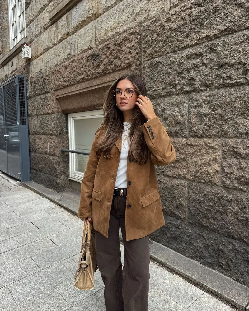 Blazer Femme coupe droite avec revers crantés